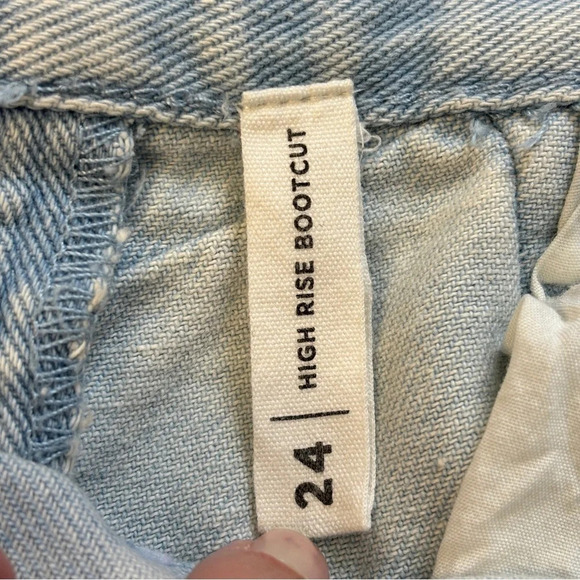 Pacsun Light blue Pintuck High Rise Bootcut Flare Lattice Diamond jeans 24 - Picture 6 of 10